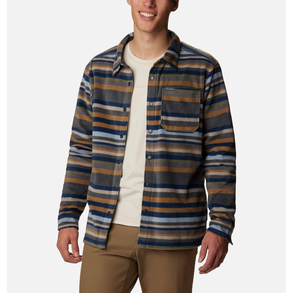 Columbia Steens Mountain Striped Fleece Shirt Jacket XL Outdoor Travel Fall